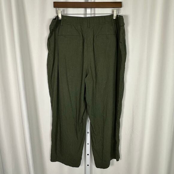 J.Jill Women's‎ XL Linen Stretch Wide Leg Ankle Pants Olive Green Classic Staple - Picture 4 of 9